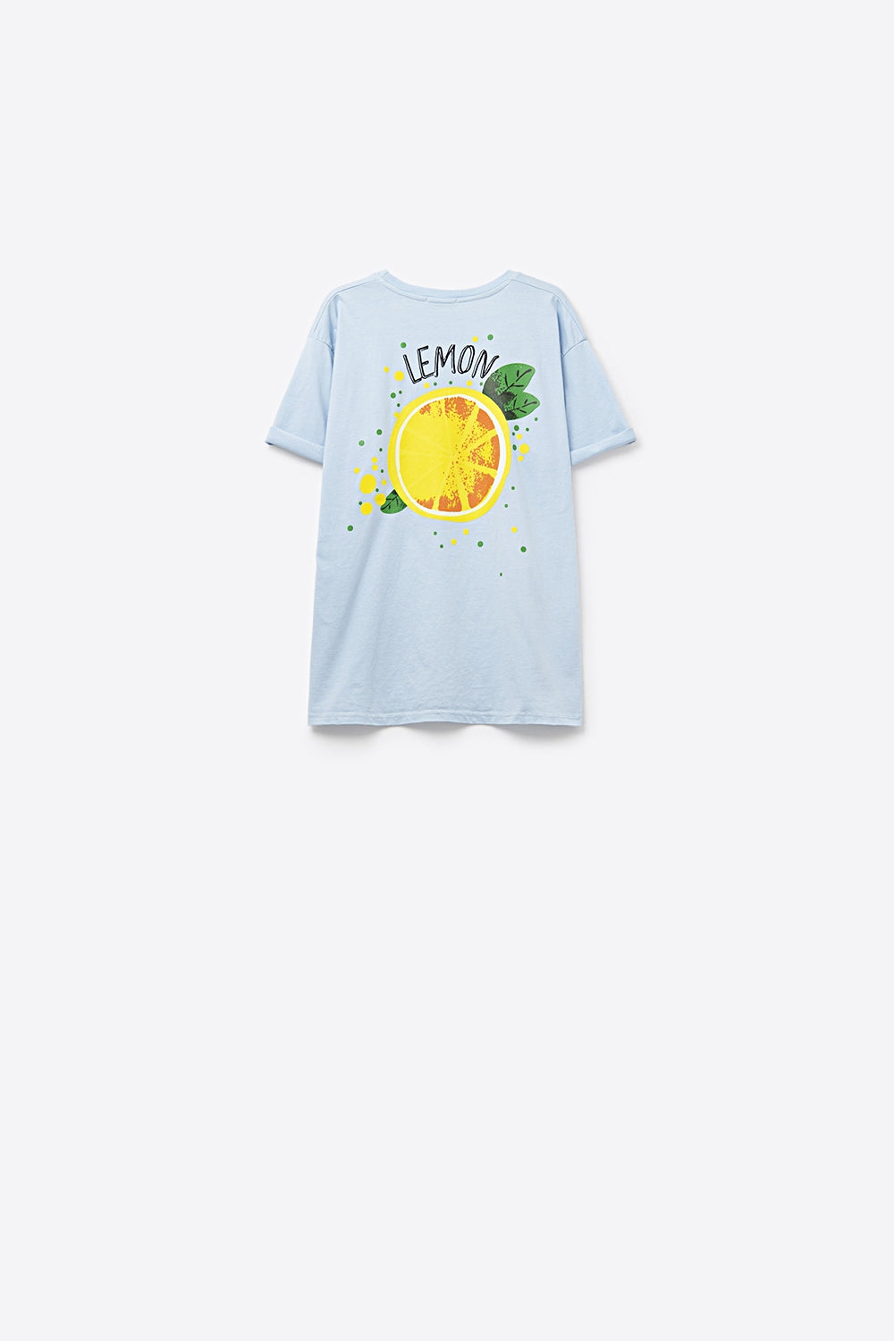 Maglietta blu Made in Italy con grafica di limone