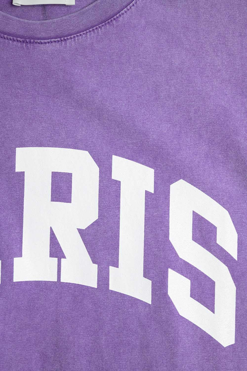 Maglietta Rilassata Viola Parigi con Lettere Bianche