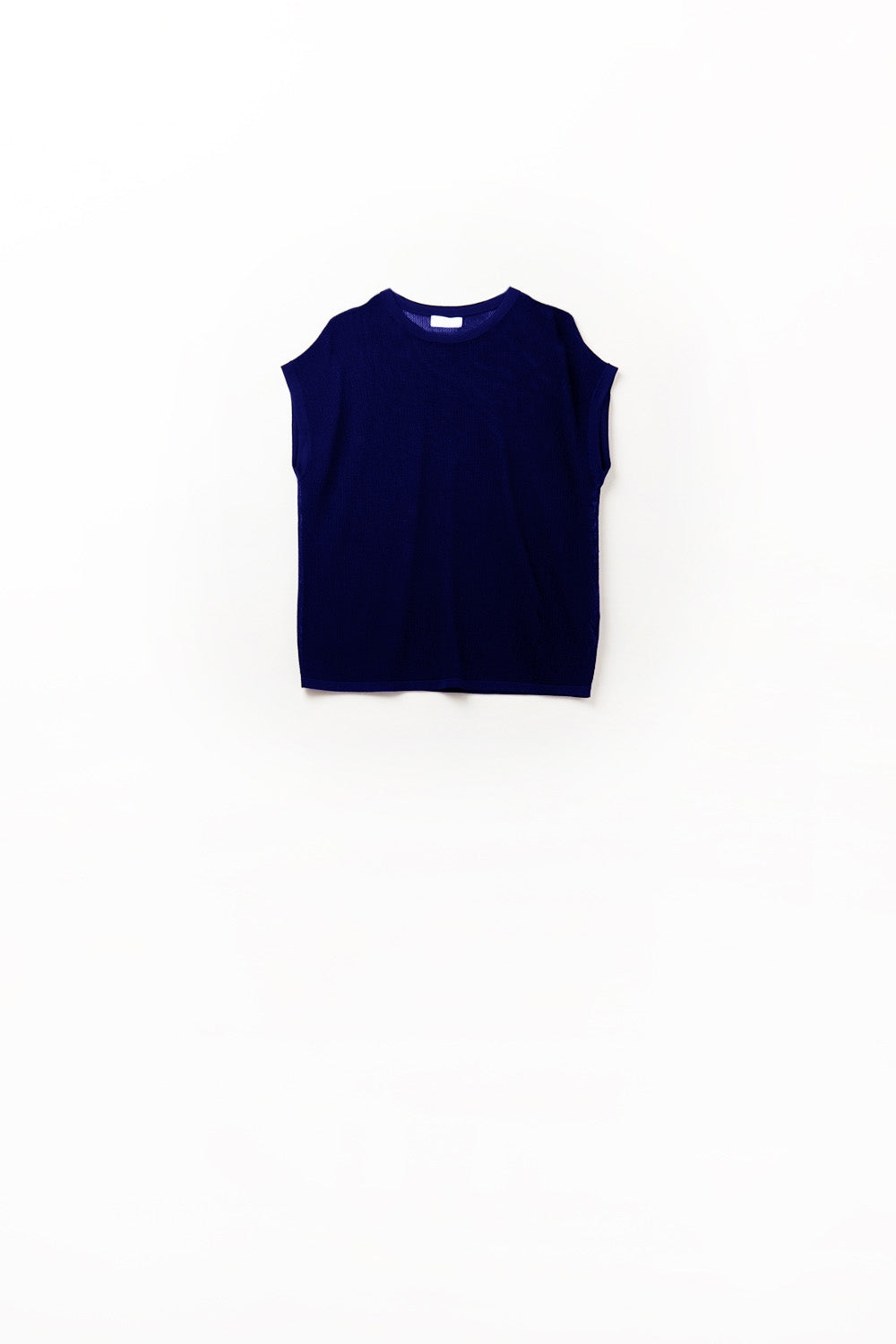 Q2 maglione a griglia lavorato a maglia in colore blu navy