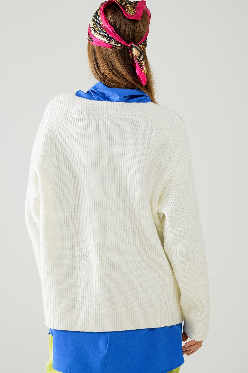 Maglione bianco in maglia over size
