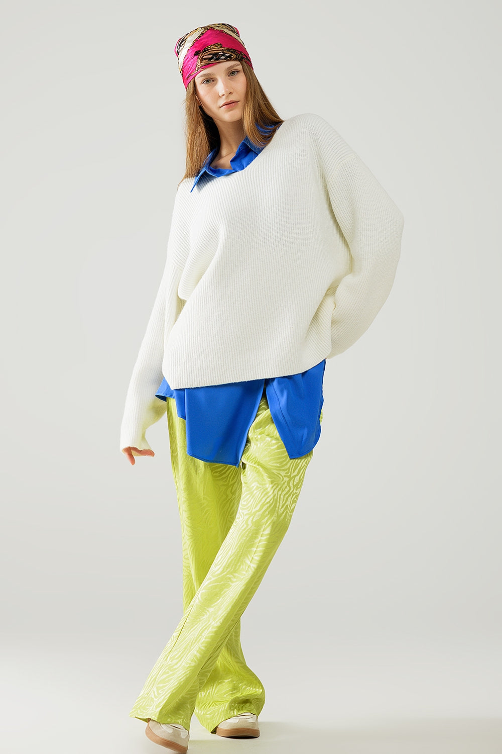 Maglione bianco in maglia over size