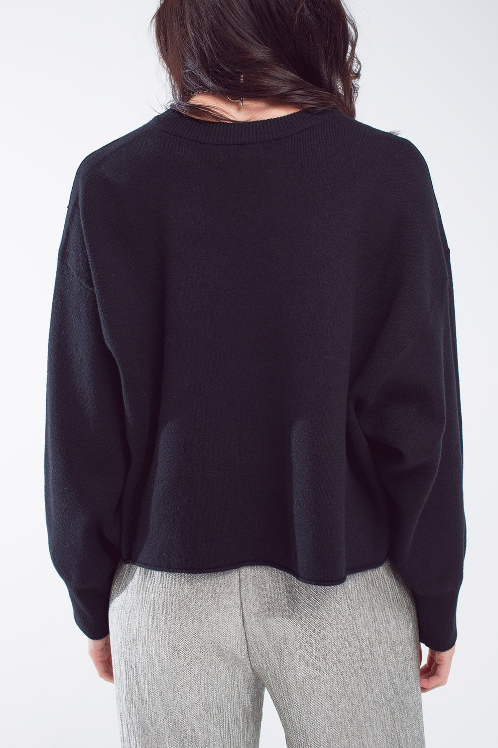 Maglione oversize con scollo a barca in nero