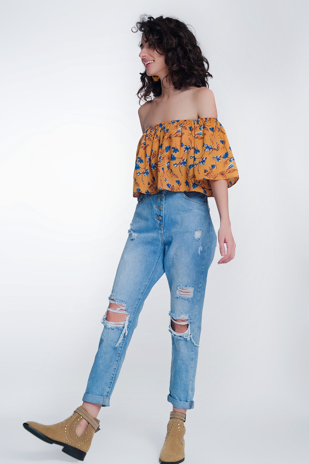 Mom jeans a vita alta con bottoni sul davanti