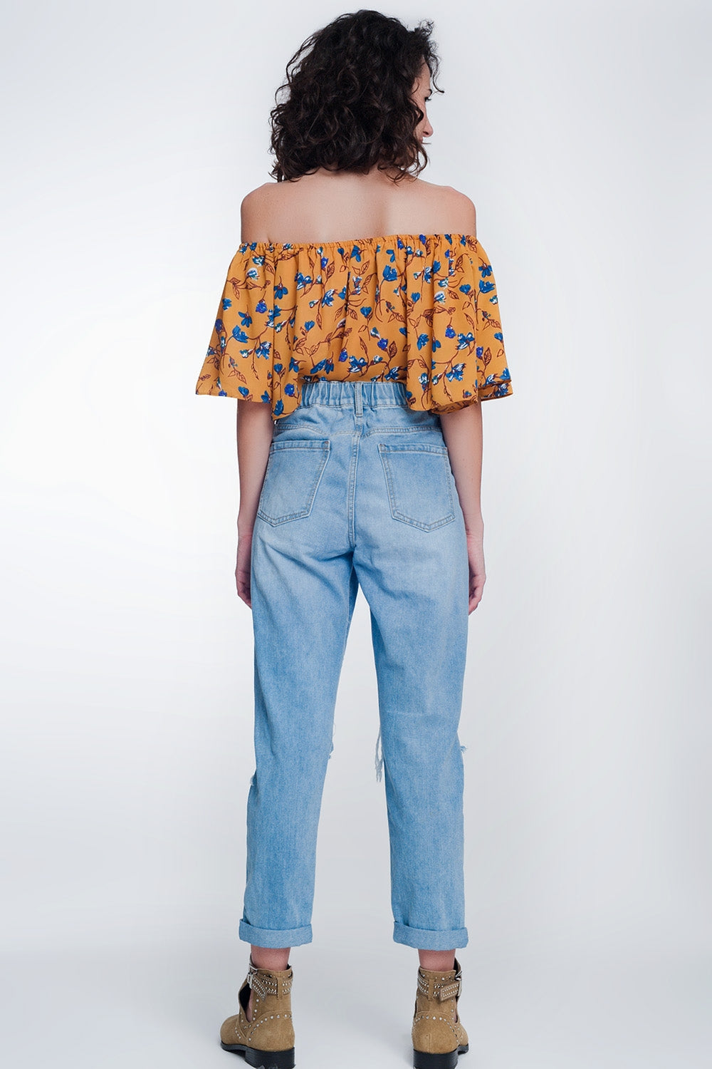 Mom jeans a vita alta con bottoni sul davanti