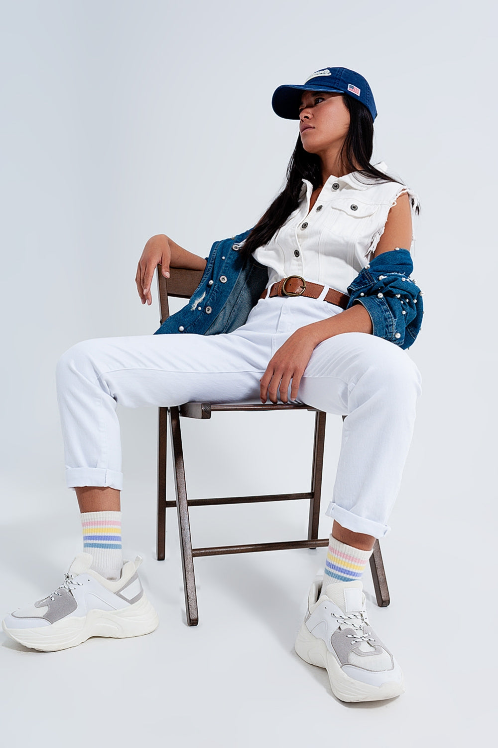 Q2 Mom jeans Original bianco