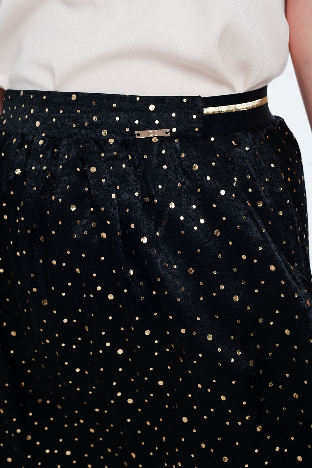 nera mini gonna con pieghe e polka dot stampa