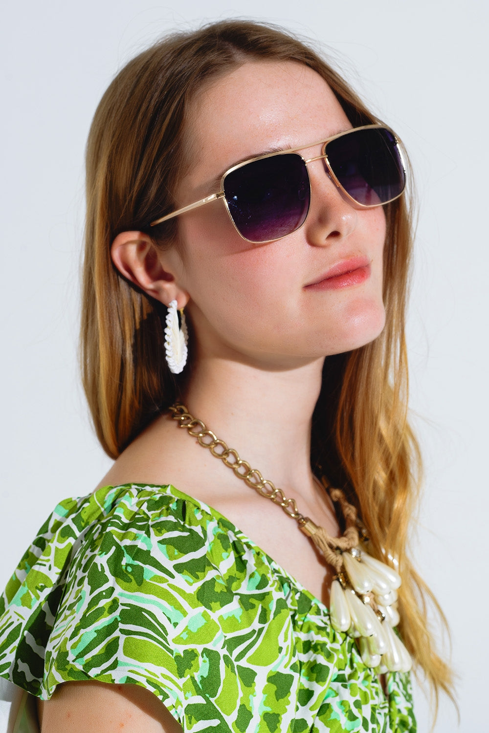 Occhiali da sole Aviator Vintage con bordo dorato