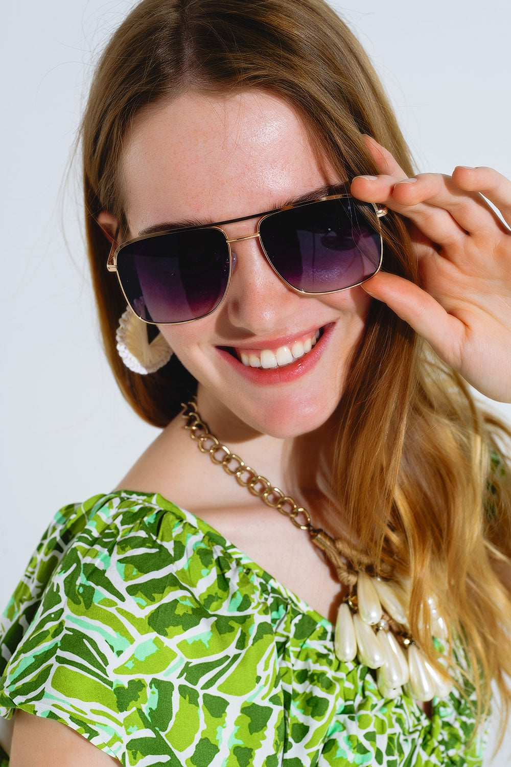 Occhiali da sole Aviator Vintage con bordo dorato