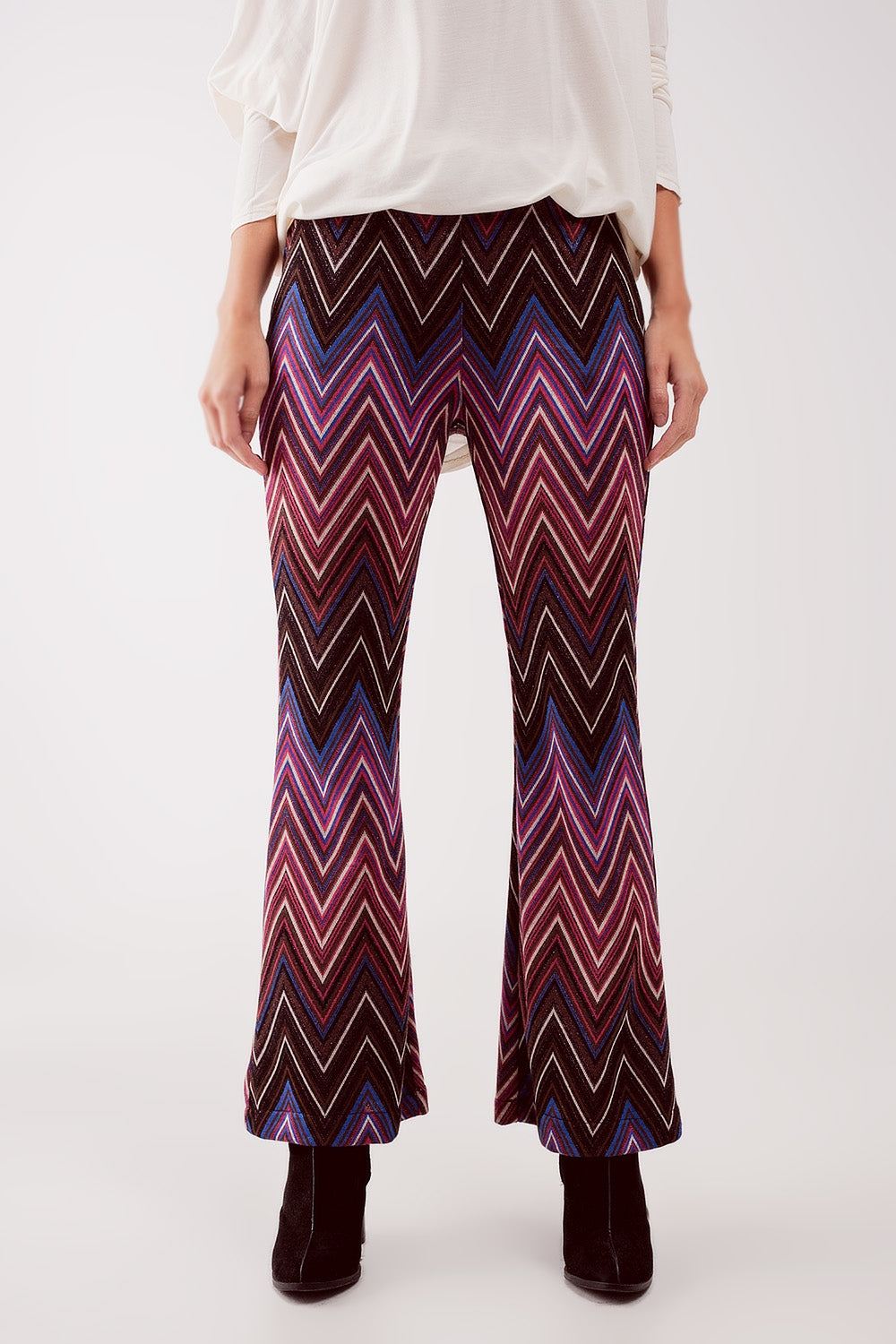 Pantaloni con fantasia geo fucsia