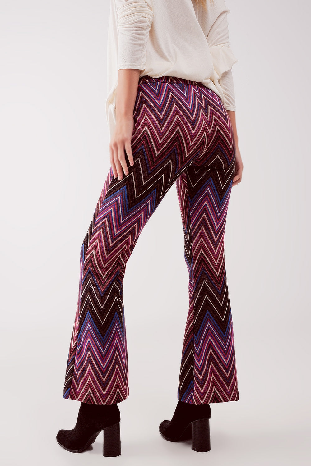 Pantaloni con fantasia geo fucsia