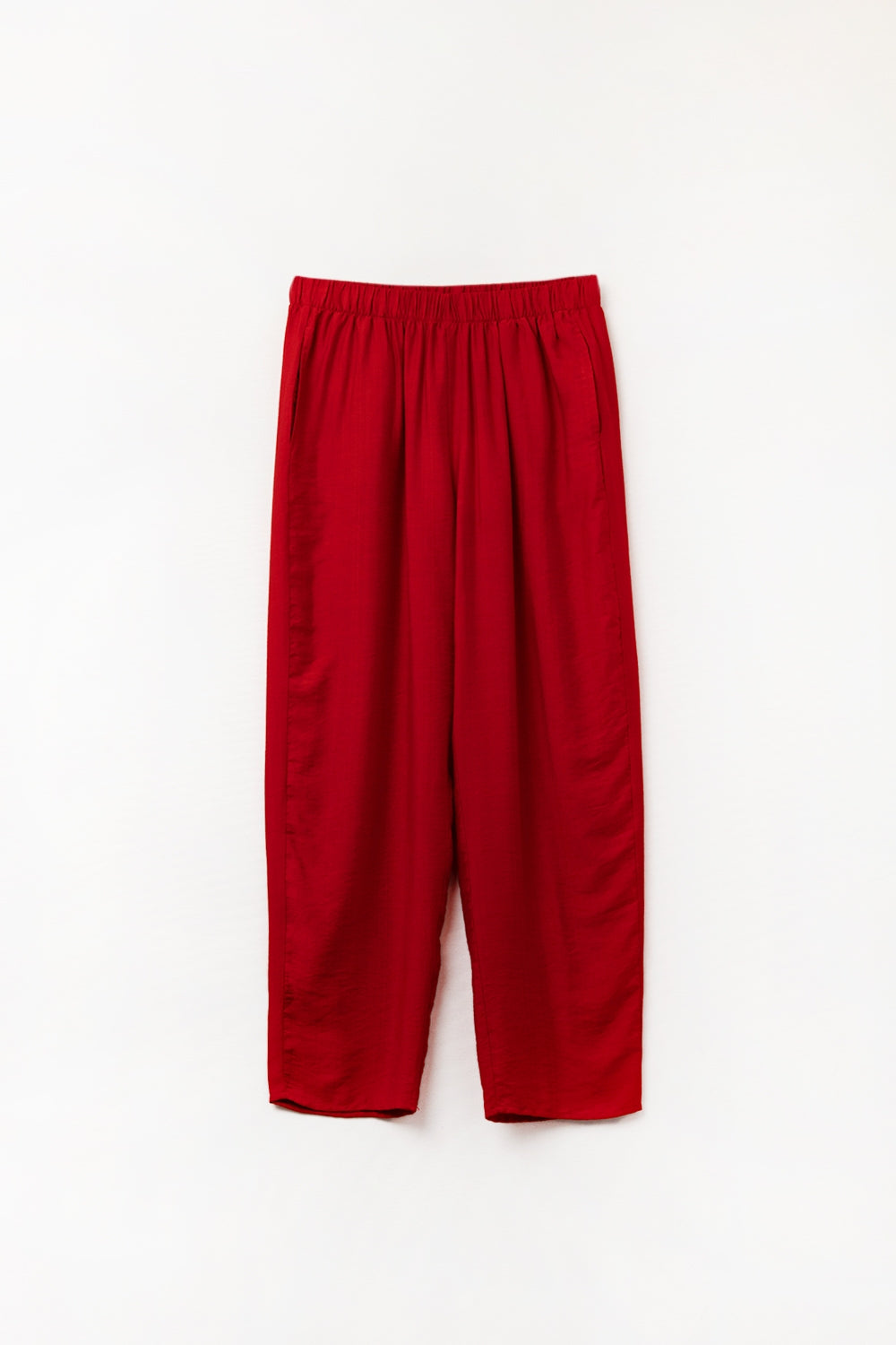 Pantaloni estivi con vita elastica e tasche in rosso