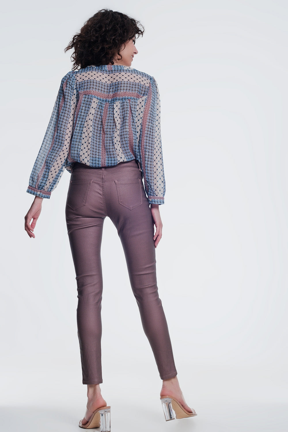 Pantaloni in tessuto spalmato rosa