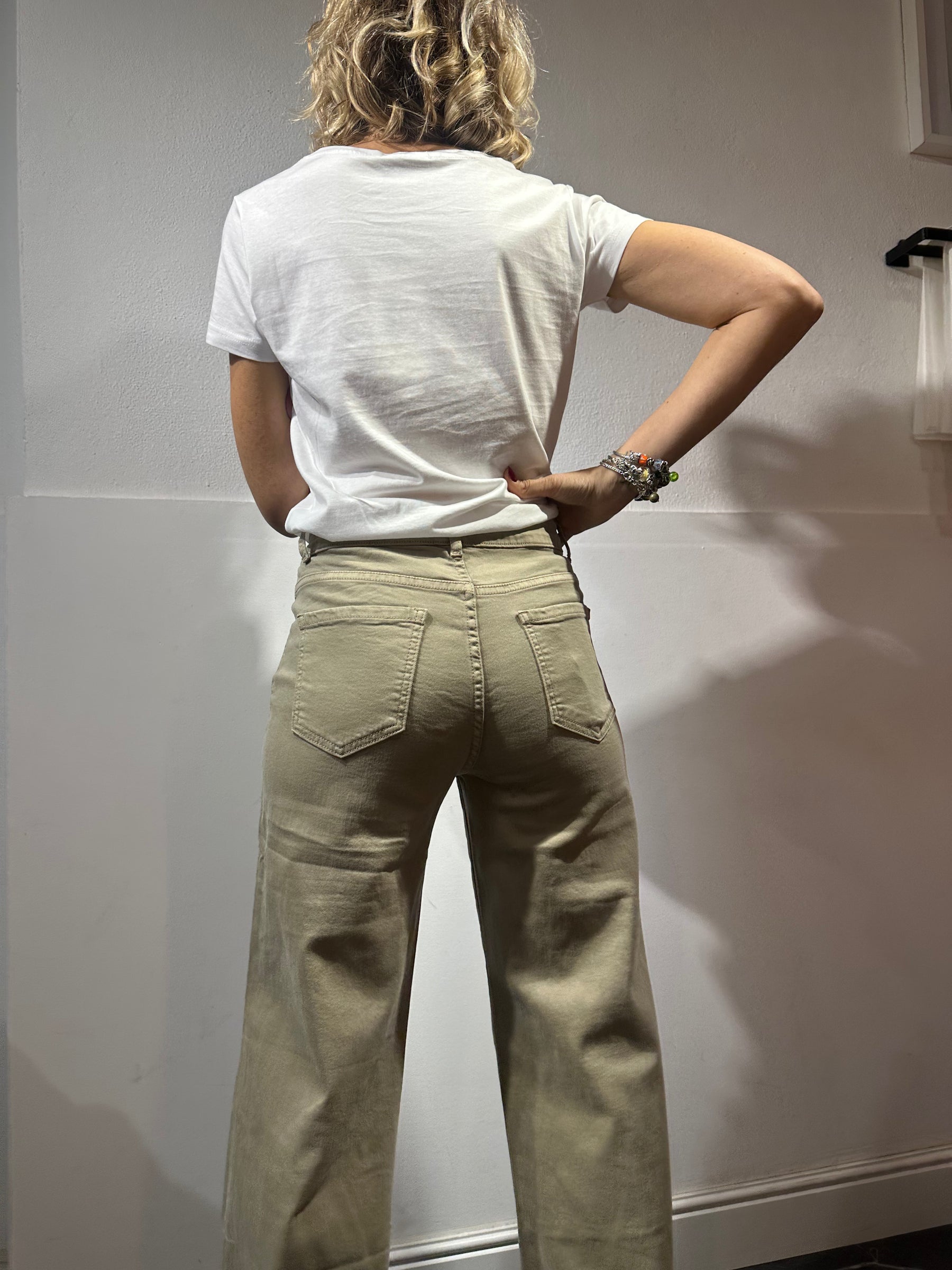 Jeans palazzo bordo animalier
