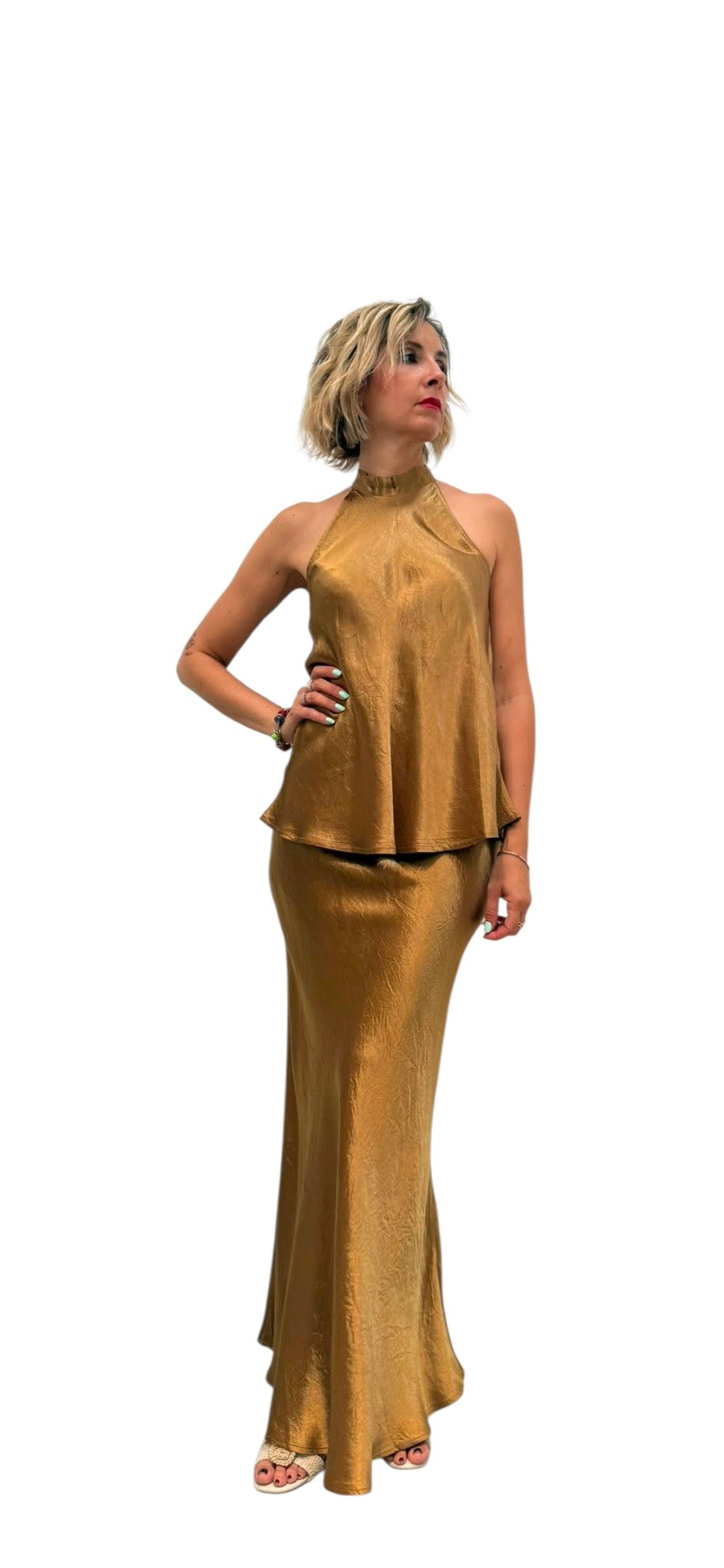 Completo Gold gonna e top