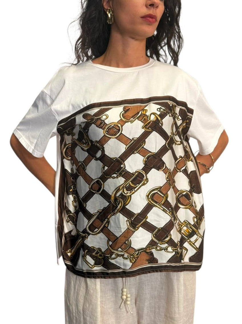T-SHIRT CATENE stampa raso