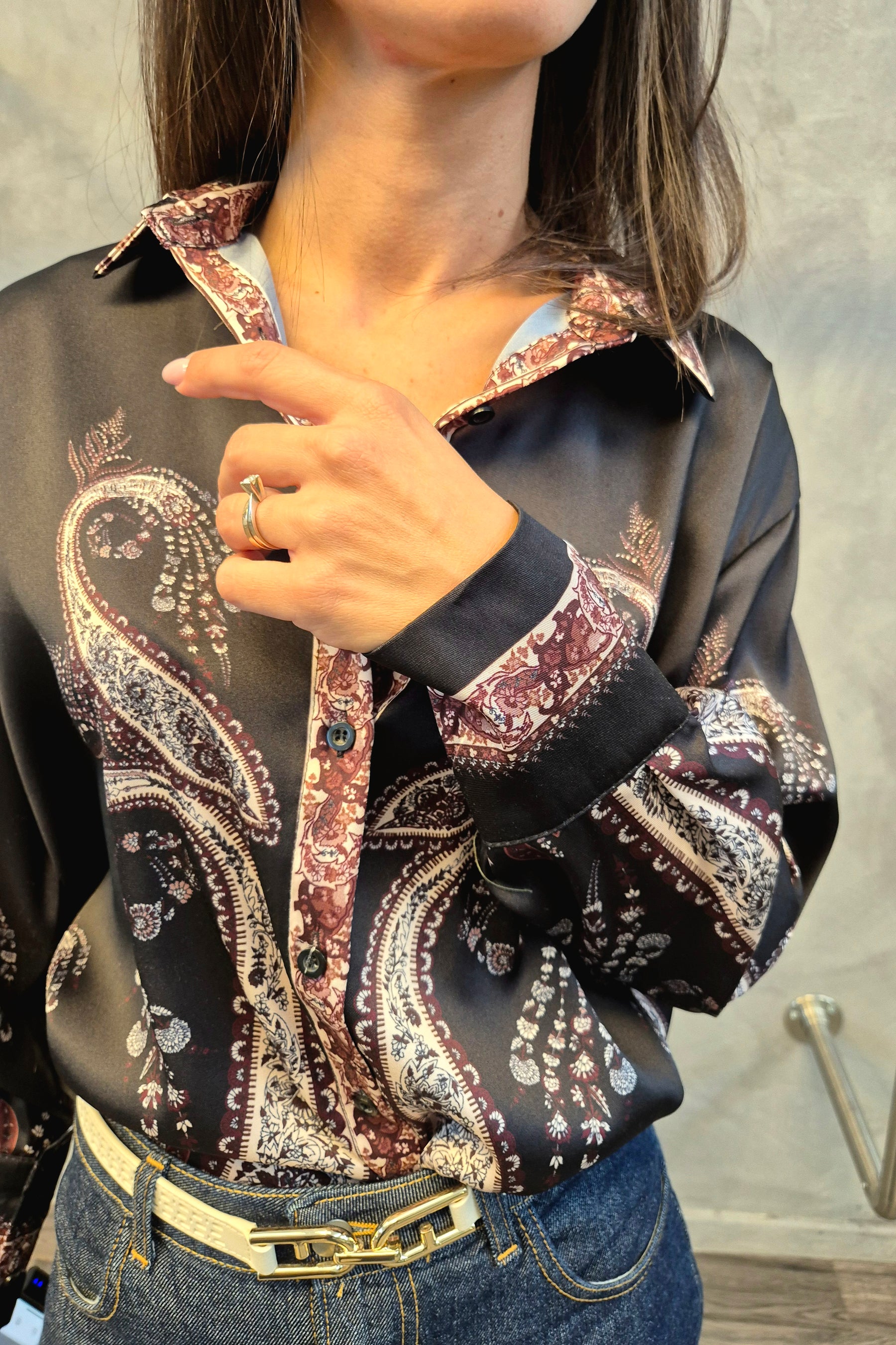 Camicia damascata raso