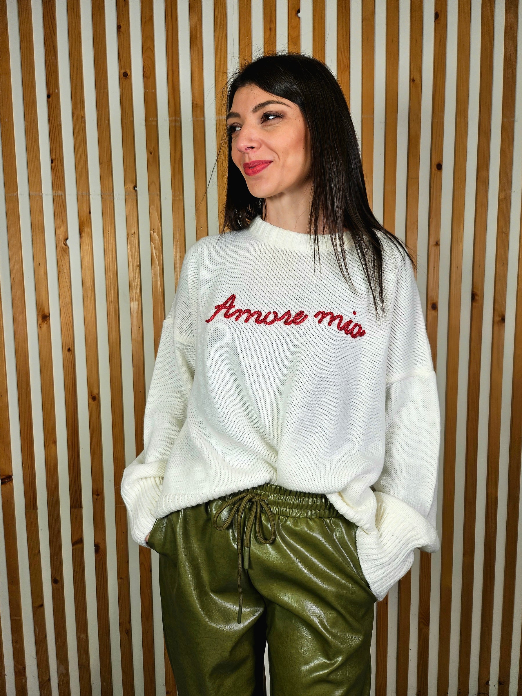 Maglione over scritta