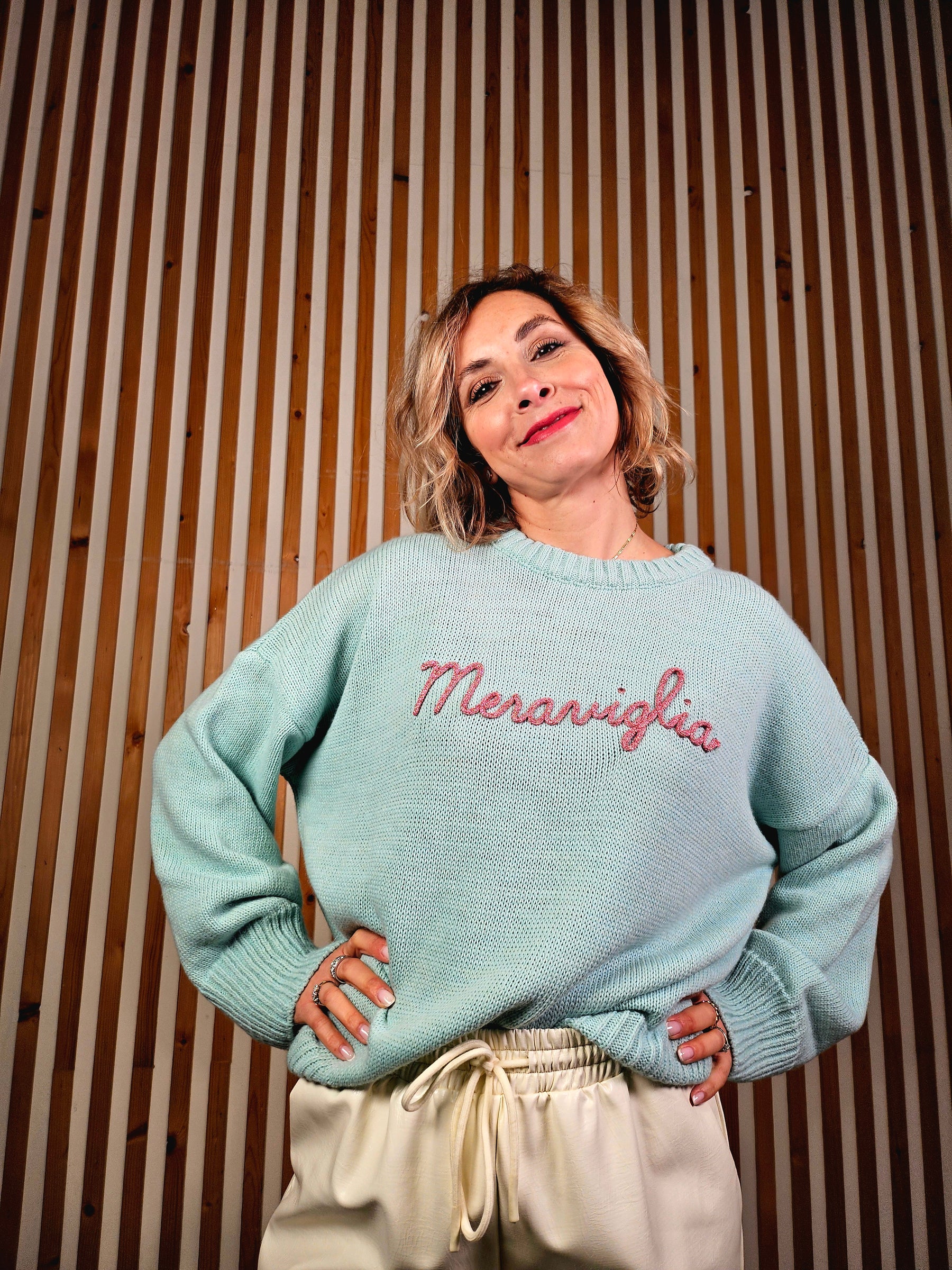 Maglione over scritta