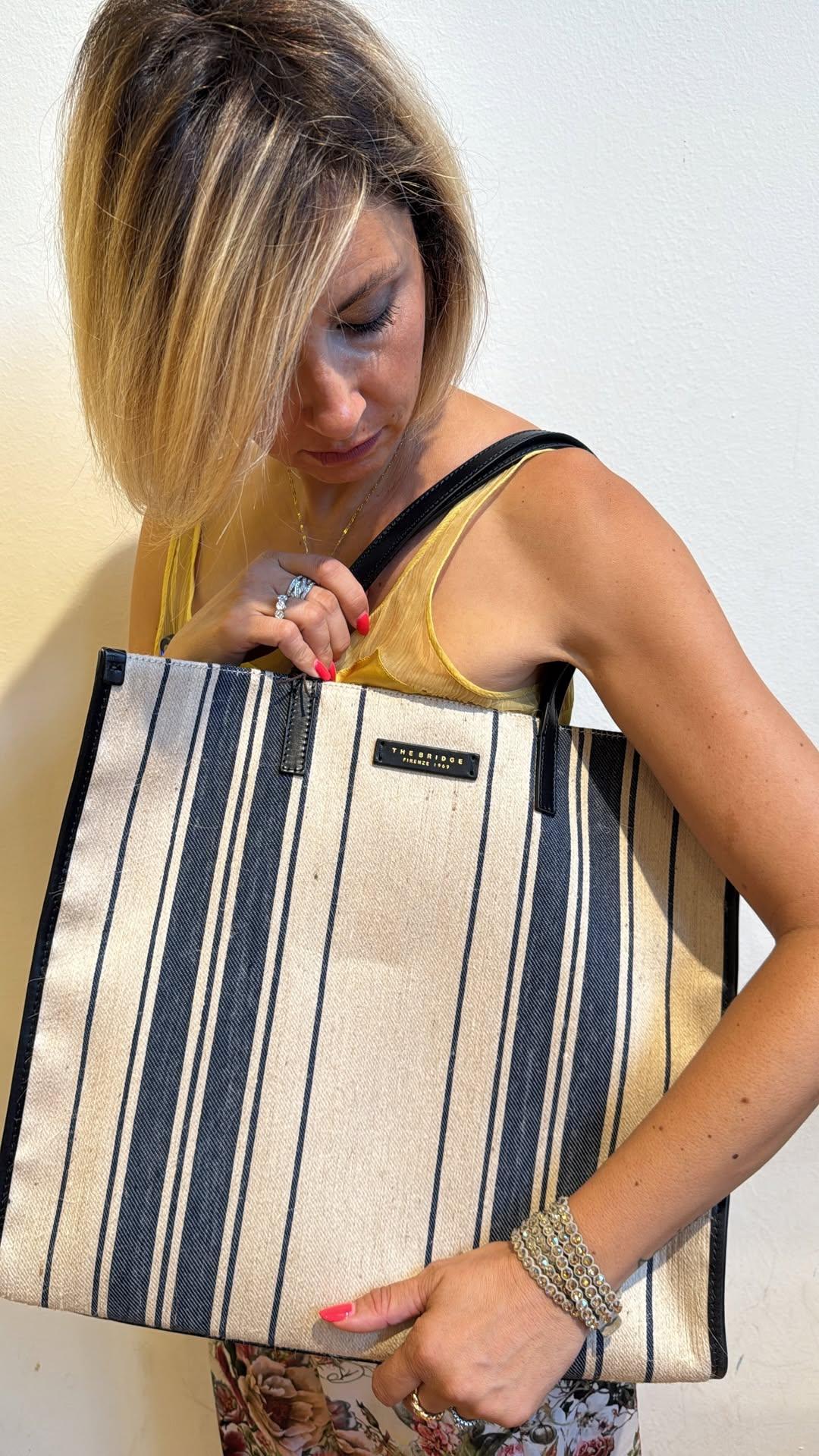 THE BRIDGE borsa canvas e blu