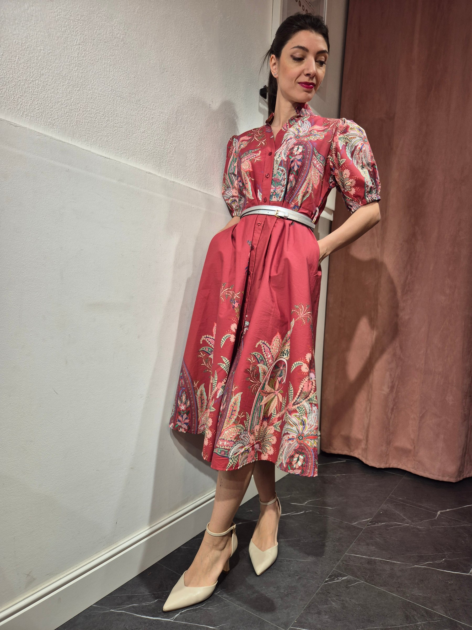 Chemisier fiori con cinturino
