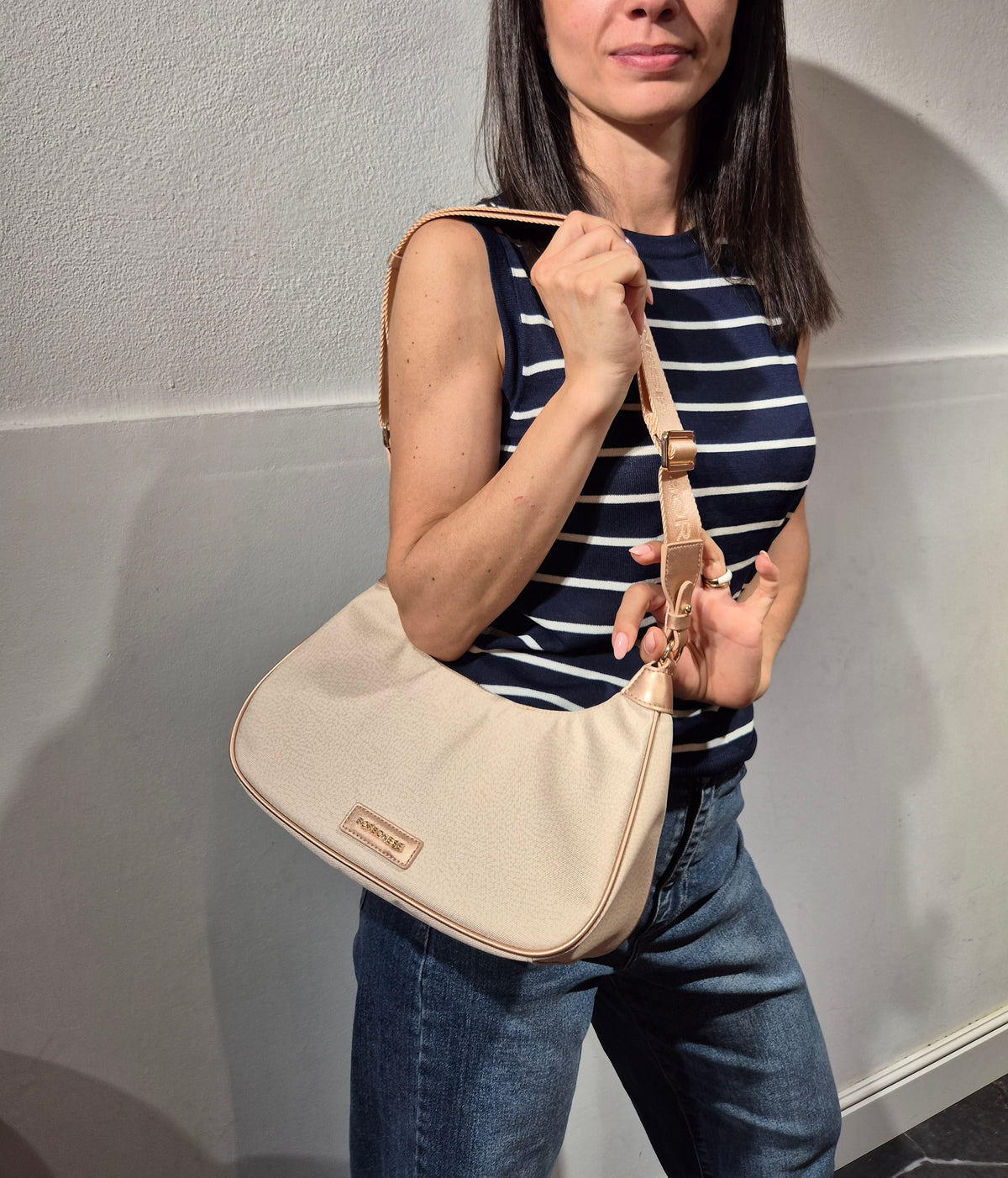 BORBONESE Borsa rose gold tracolla Soft