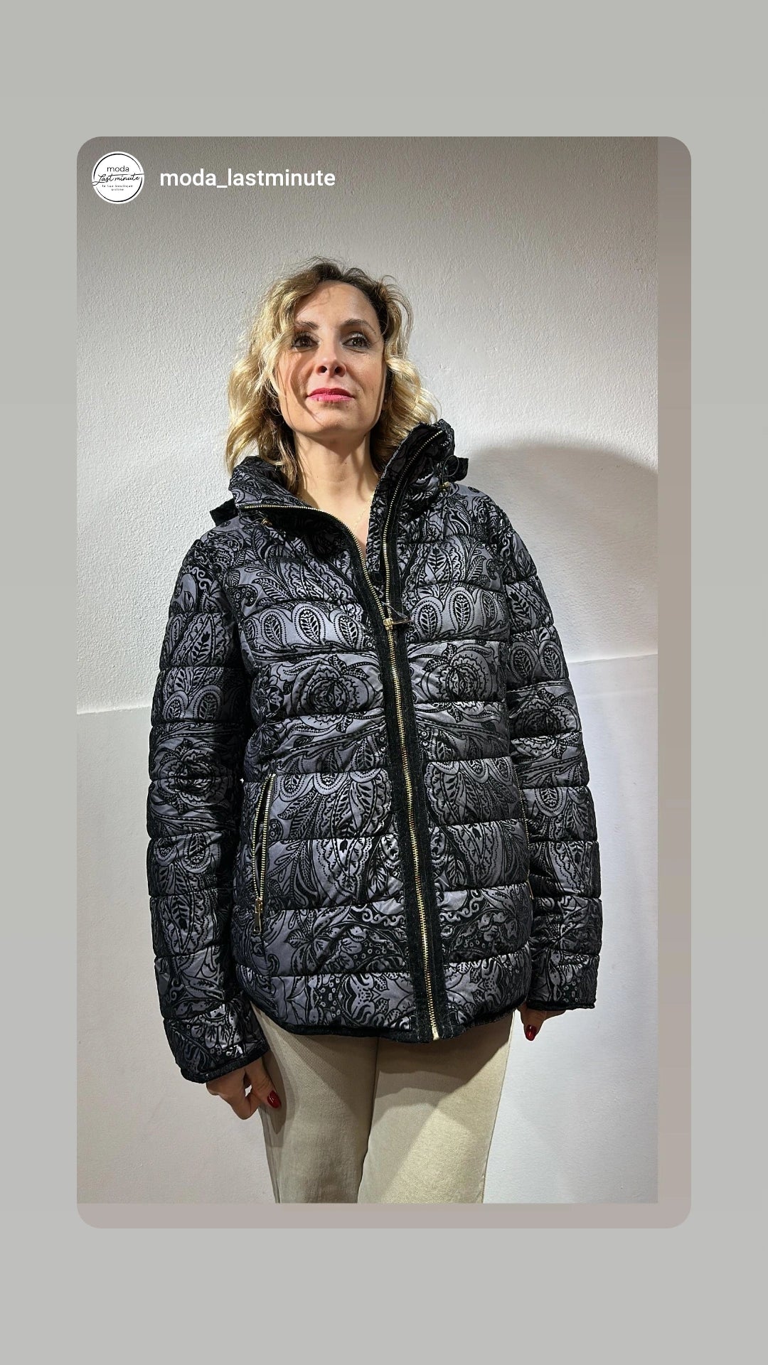 METIS GLAM Piumino nero stampa velluto