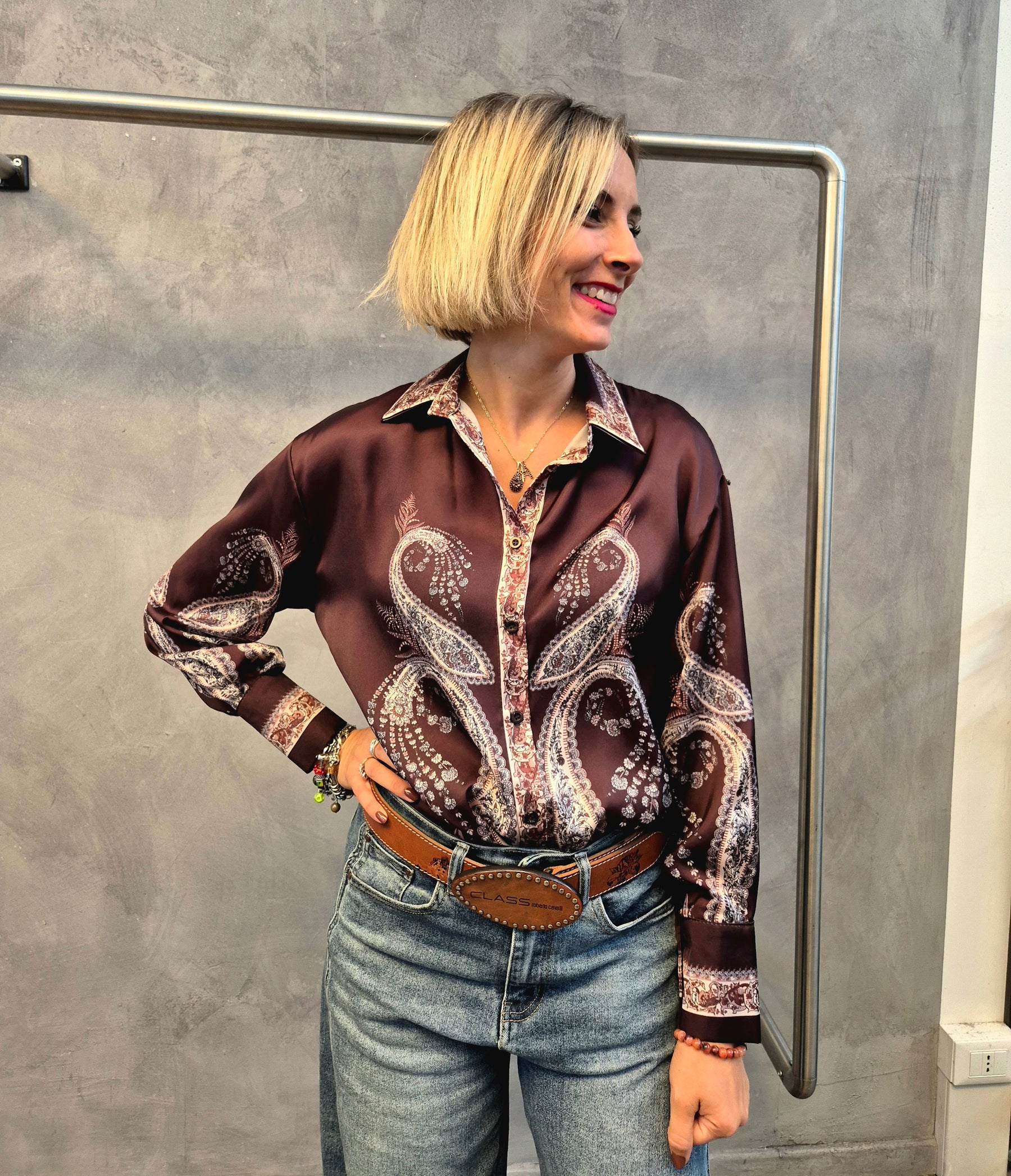 Camicia damascata raso