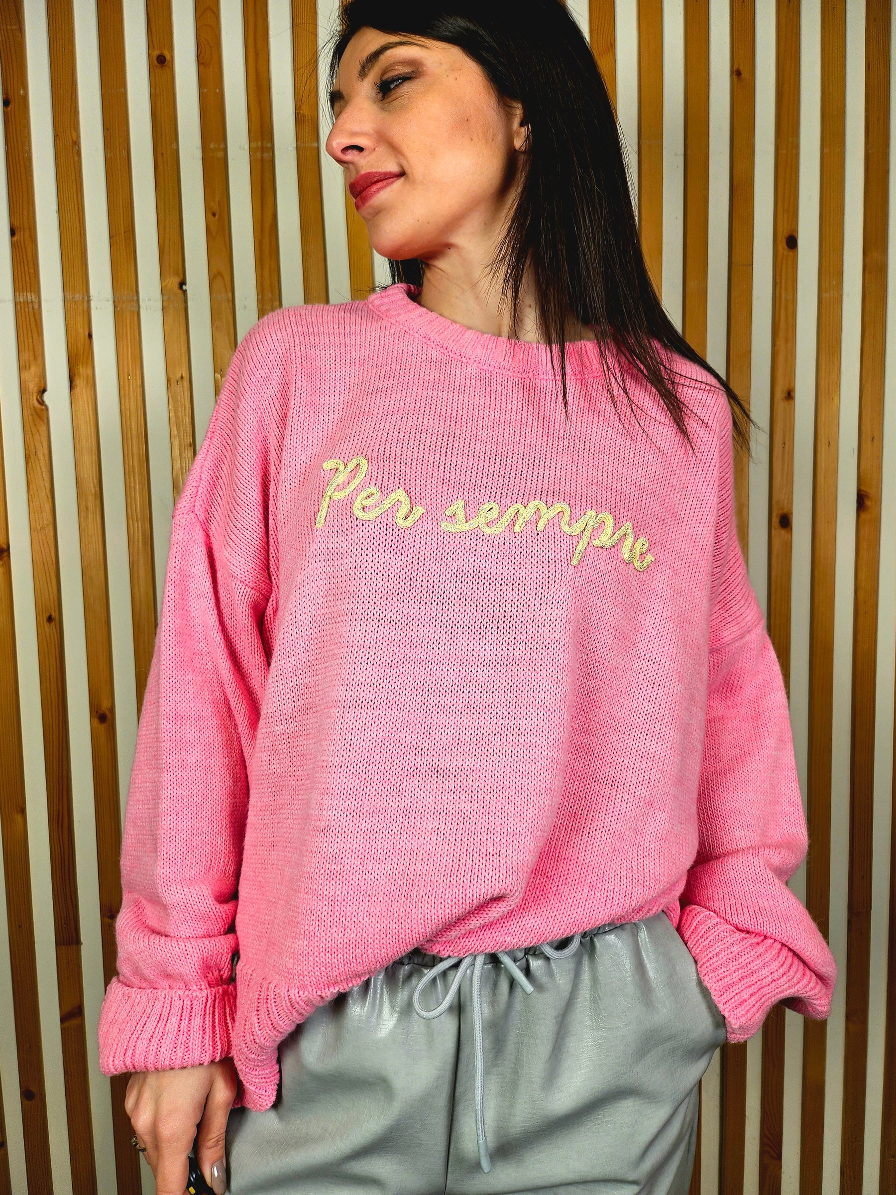 Maglione over scritta