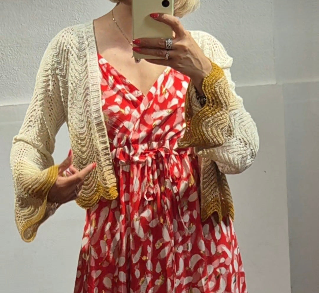 Cardigan manica pipistrello lurex