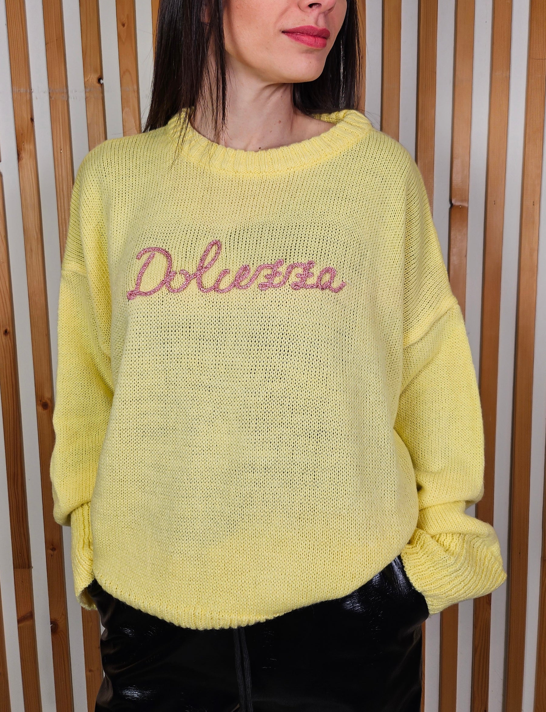 Maglione over scritta