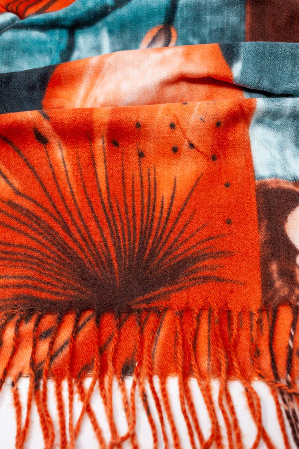 sciarpa con stampa di fiori d'arancio