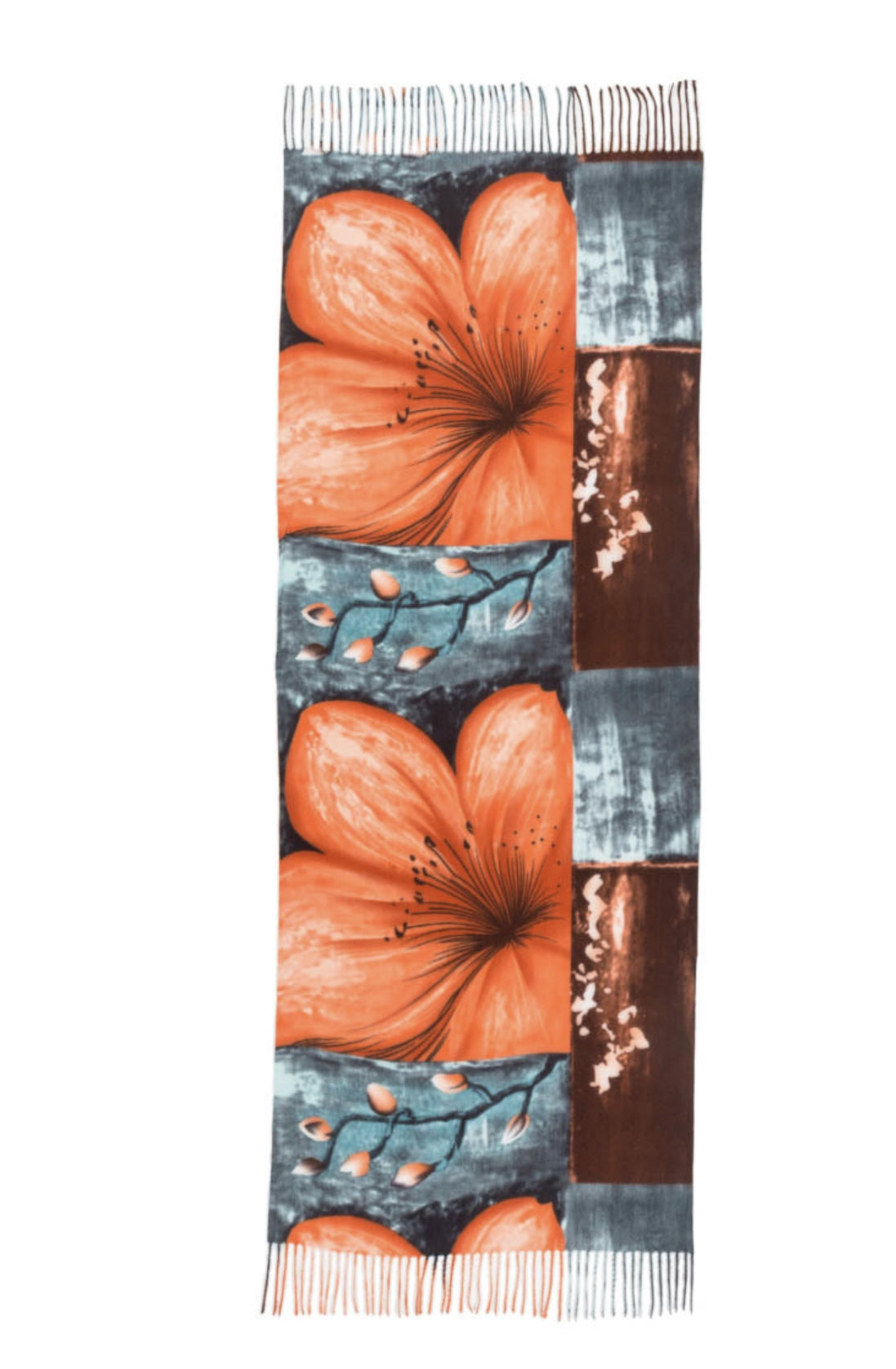 sciarpa con stampa di fiori d'arancio