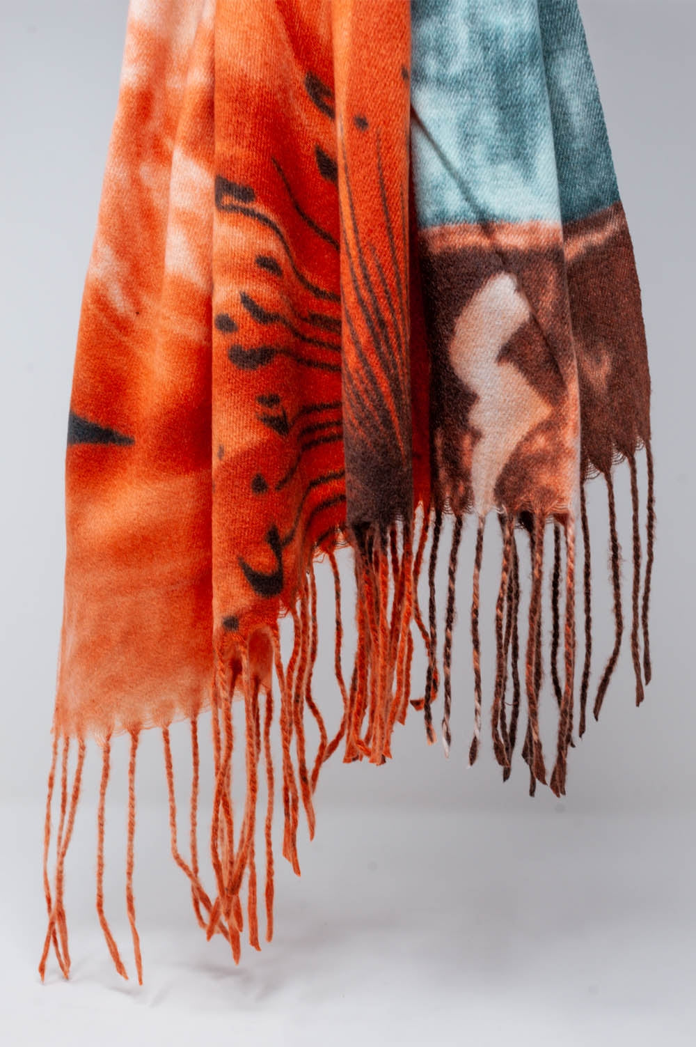 sciarpa con stampa di fiori d'arancio