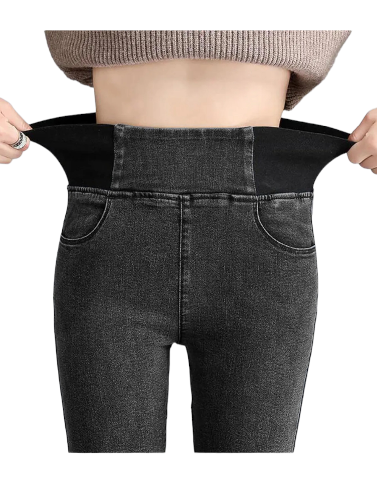 METIS GLAM Jeggings grigio fumo - nero