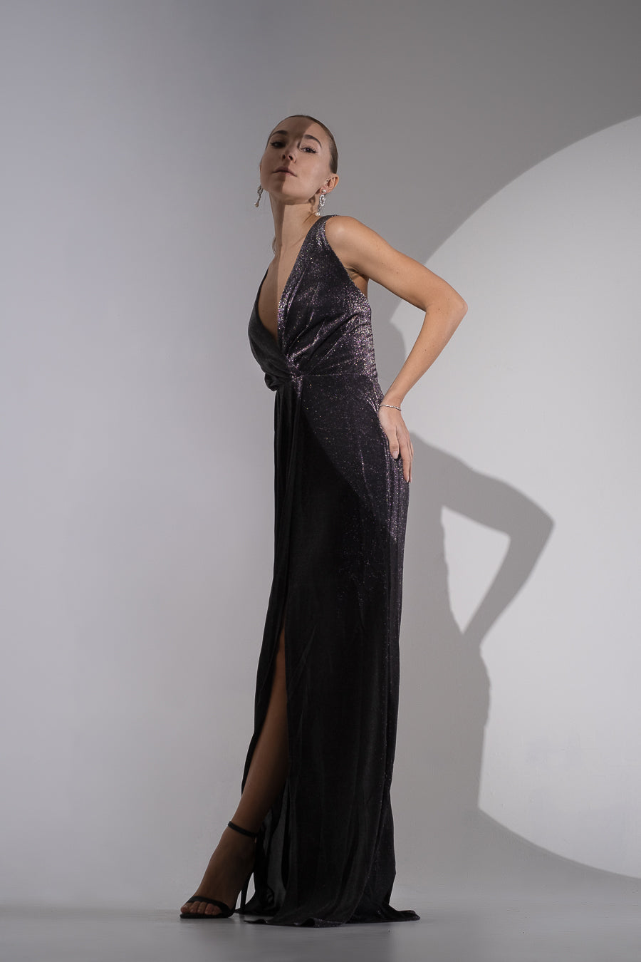 METIS GLAM MIDNIGHT Abito elegante argento LUREX