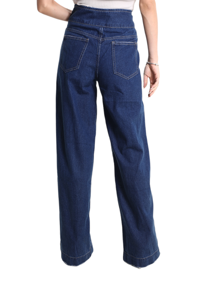 METIS GLAM Jeans palazzo bottoni oro