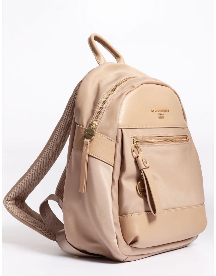 NANNINI Zaino Beige nylon e pelle