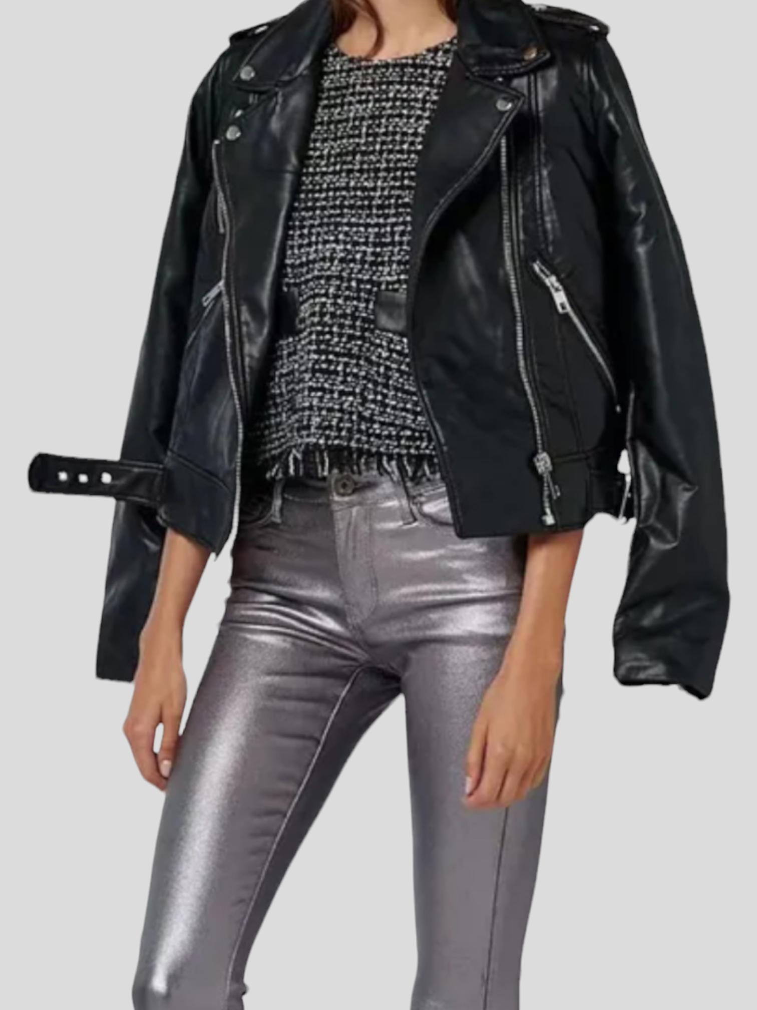 METIS GLAM Jeggings argento effetto spalmato
