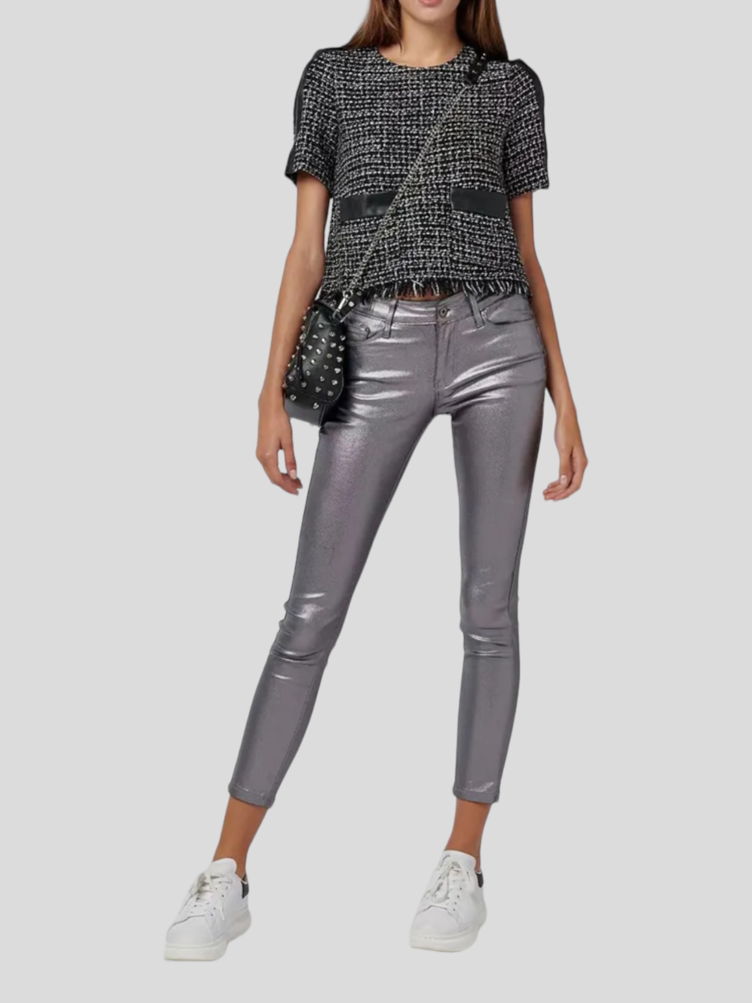 METIS GLAM Jeggings argento effetto spalmato
