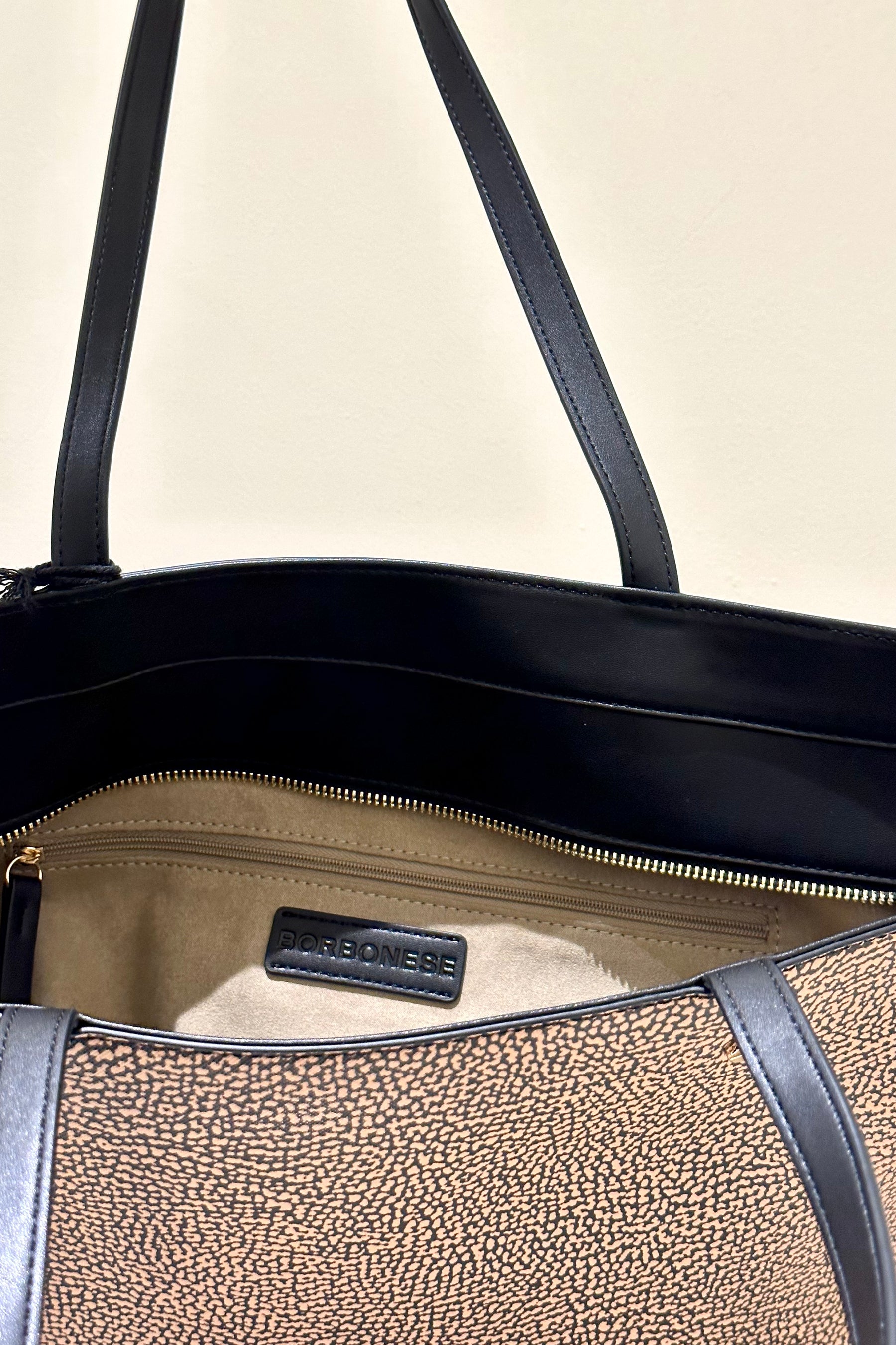 BORBONESE Shopper Occhio di Pernice classic e nero