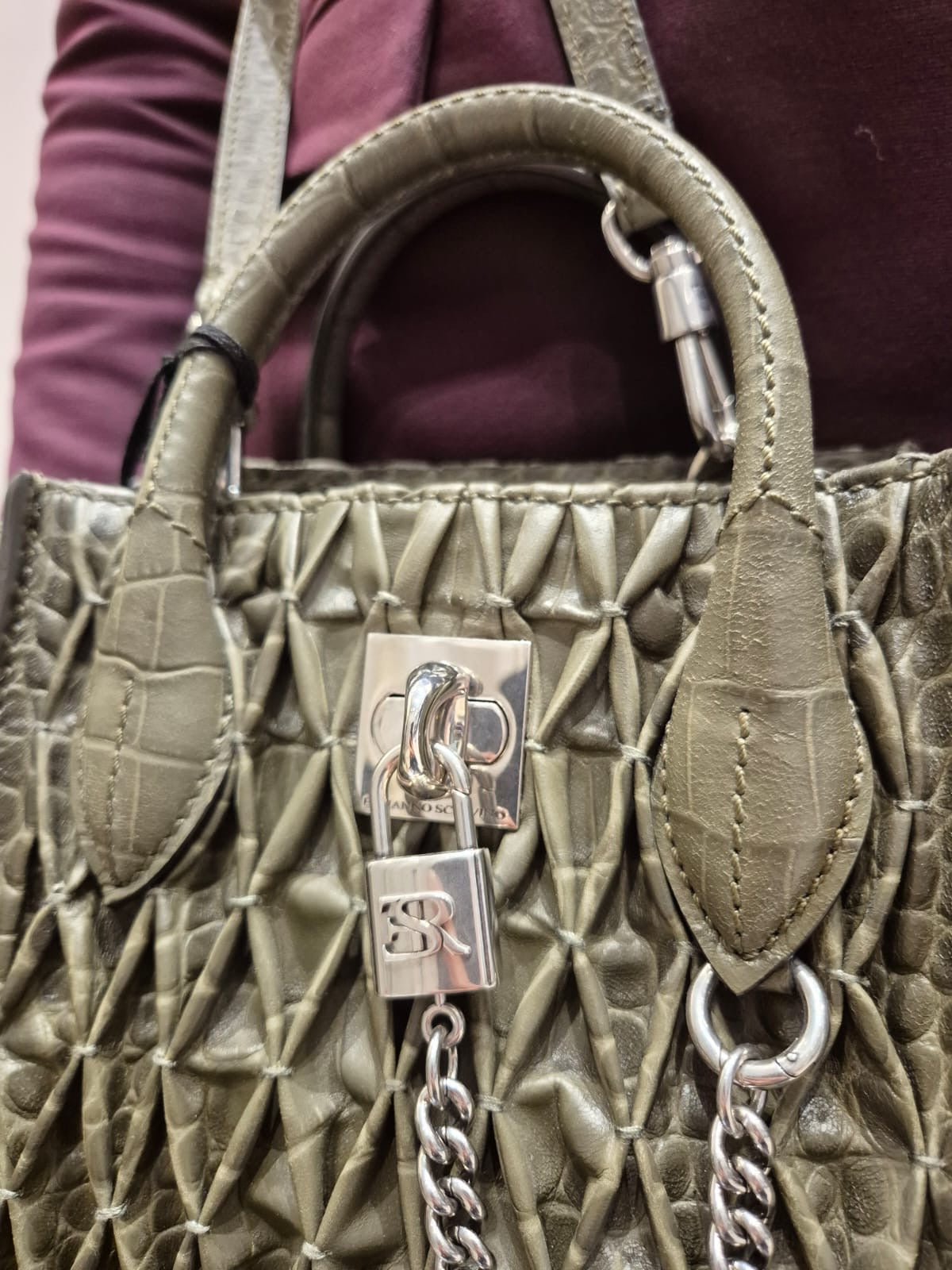 ERMANNO SCERVINO Borsa a tracolla goffrata verde