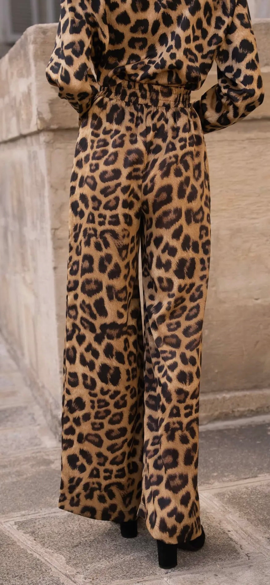 Pantaloni palazzo animalier