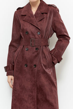 Trench bordeaux scamosciato