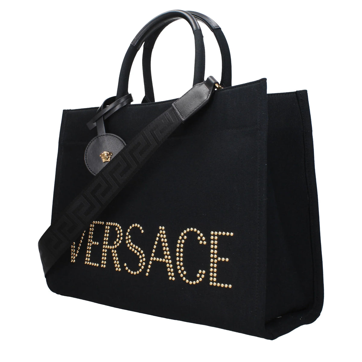 VERSACE Borsa nera grande con tracolla