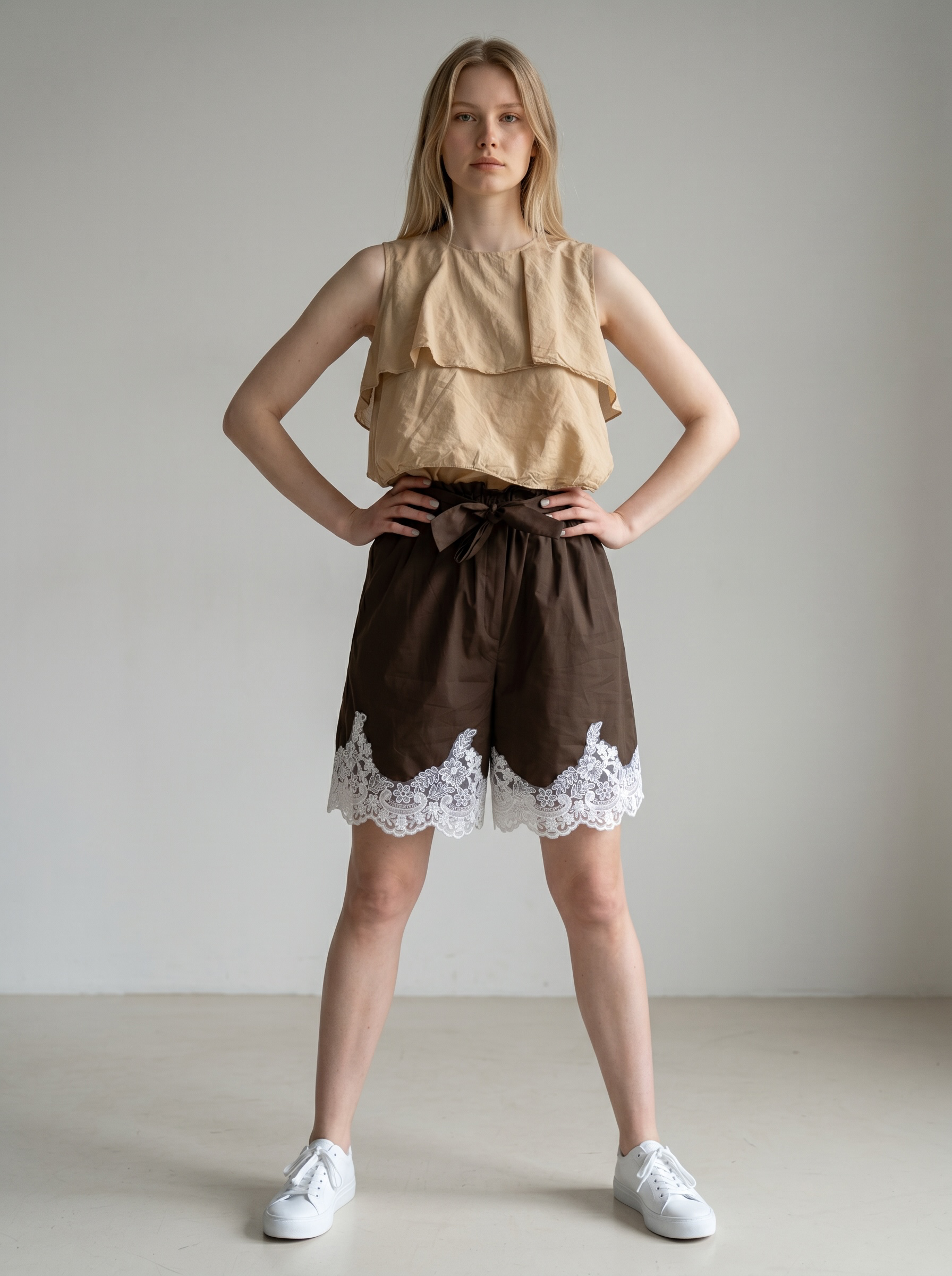 Pantaloncini cotone e pizzo