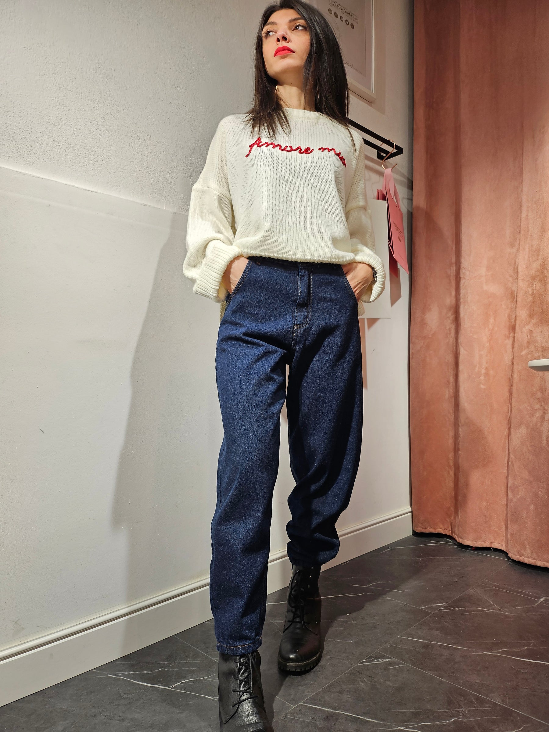 Jeans momfit Denim blu