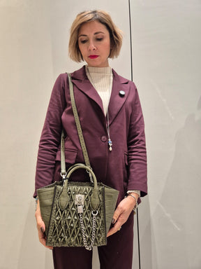 ERMANNO SCERVINO Borsa a tracolla goffrata verde