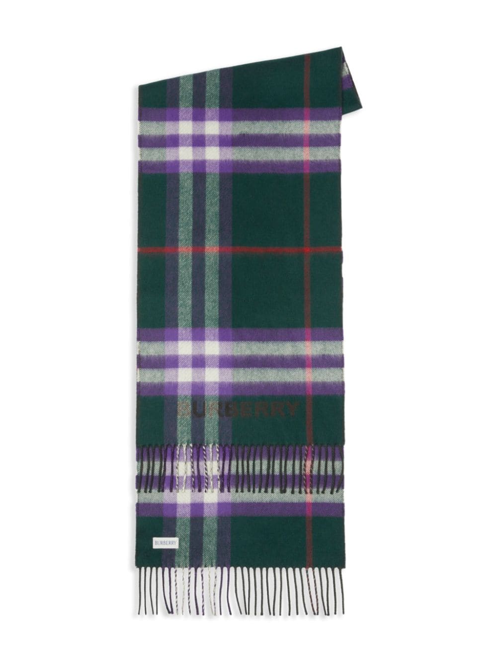 BURBERRY Sciarpa check verde e grigia cashmere