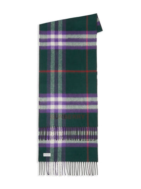 BURBERRY Sciarpa check verde e grigia cashmere