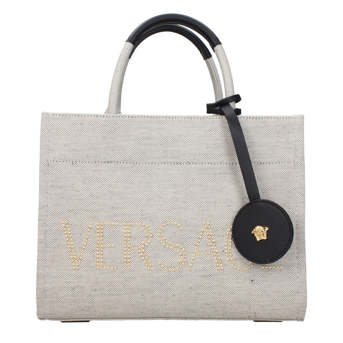 VERSACE Borsa ecru grande con tracolla